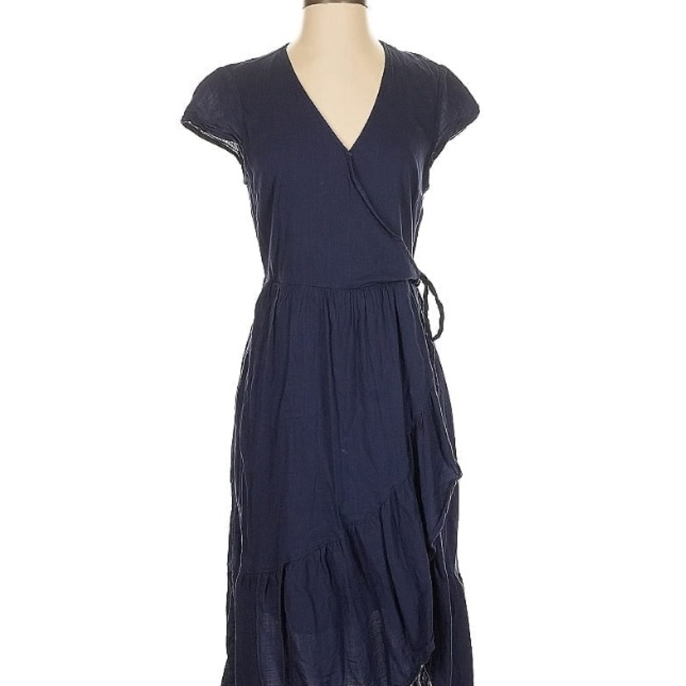 Old Navy Blue and White Ruffled Wrap Sundress